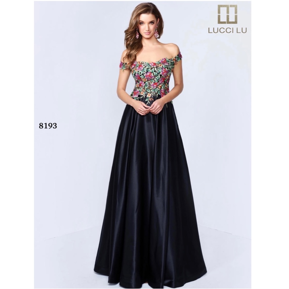 8193 Lucci Lu black/floral formal dress